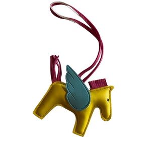 New Handmade pu leather Pegasus purse charm bag keychain wristlet pink yellow